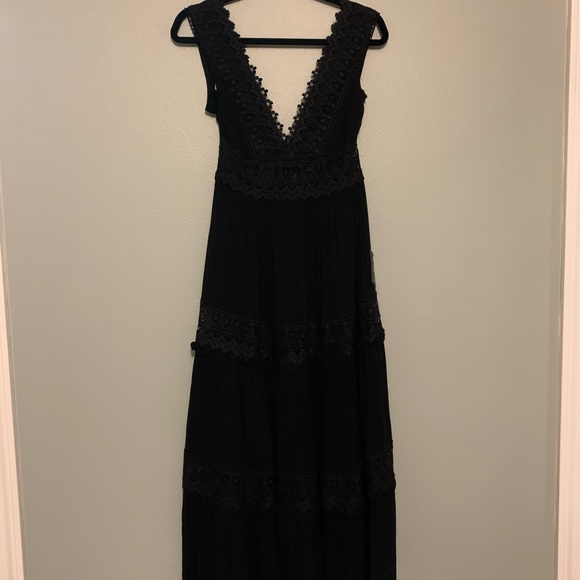 Lulus Black Crochet Lace Tiered Maxi Dress - Picture 2 of 6